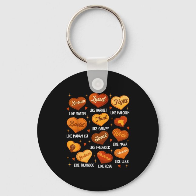 Black History Month Black Leaders African American Keychain (Front)