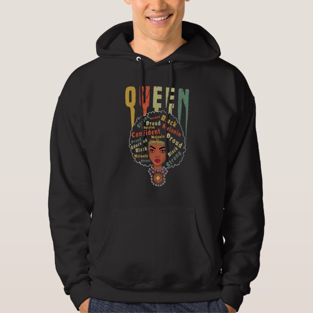 Black History Month, Black Queen Afro Pride Africa Hoodie (Front)
