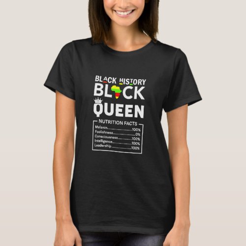 Black History Month Black Queen Nutritional Facts  T_Shirt