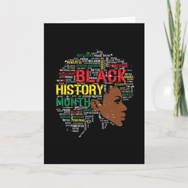 Black History Month Black Woman Afro Card (Front)
