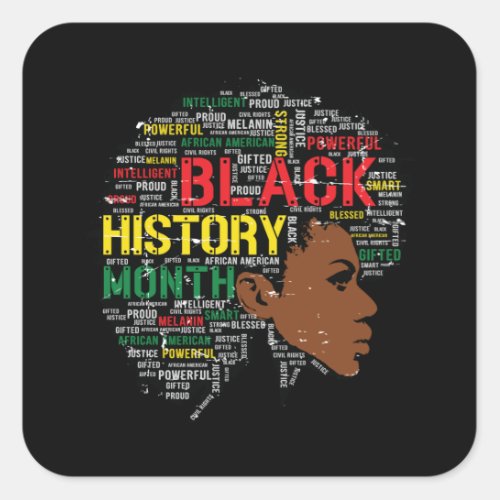 Black History Month Black Woman Afro Square Sticker