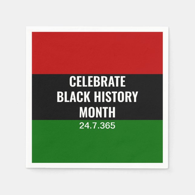 BLACK HISTORY MONTH | Celebrate | Red Black Green Napkins (Front)