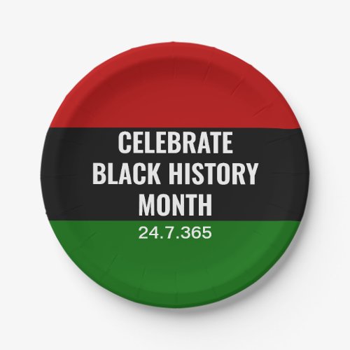 BLACK HISTORY MONTH Celebrate  Red Black Green Paper Plates