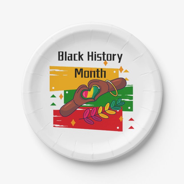 Black History Month Celebrating Rise Together  Paper Plates (Front)