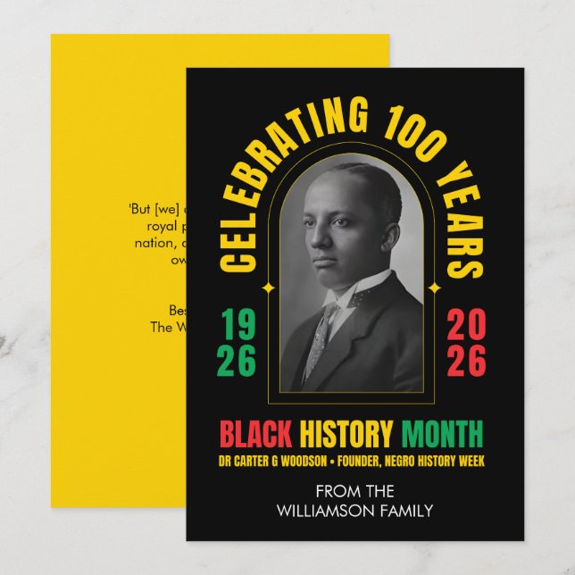BLACK HISTORY MONTH CENTENNIAL 100 Years BHM Holiday Card (Front/Back)