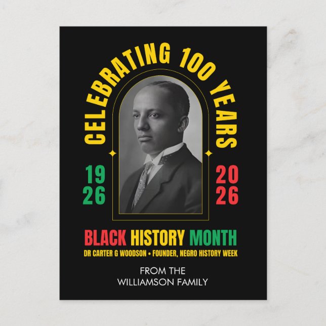 BLACK HISTORY MONTH CENTENNIAL 100 Years BHM Holiday Postcard (Front)