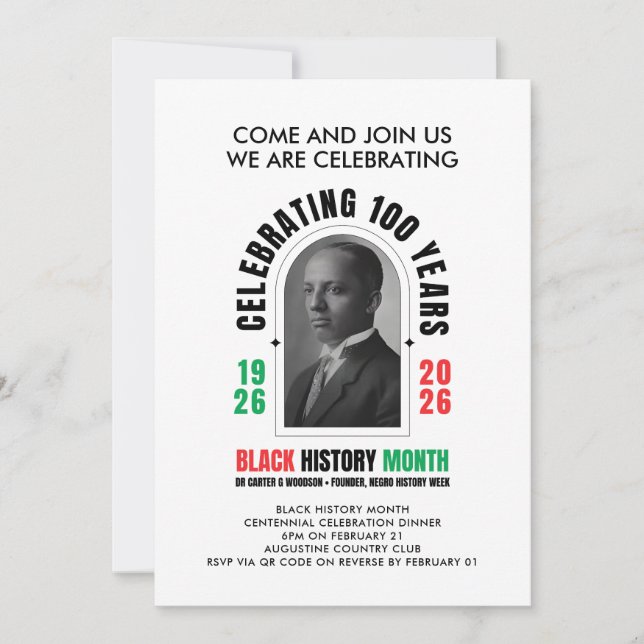 BLACK HISTORY MONTH Centennial Woodson Dinner Invitation (Front)
