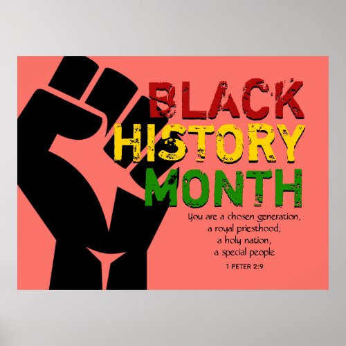BLACK HISTORY MONTH Christian Scripture CORAL Poster