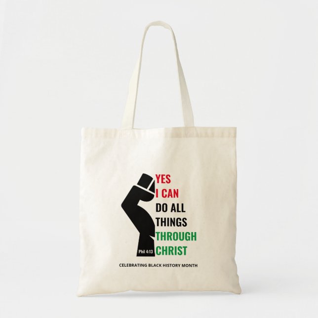 Black History Month Christian YES I CAN Tote Bag (Front)
