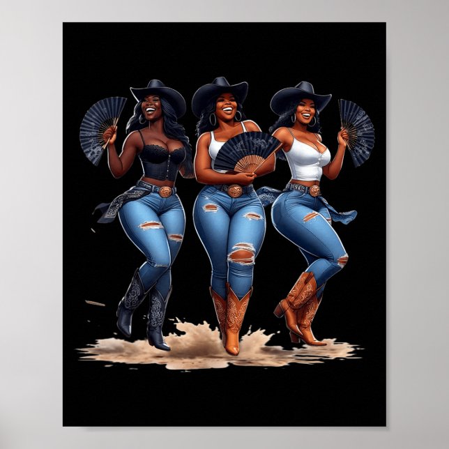 Black History Month Cowgirl Western Afro Black Wom Poster (Front)