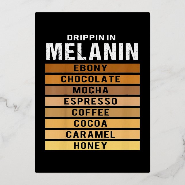 Black History Month Drippin Melanin Foil Holiday Card (Front)