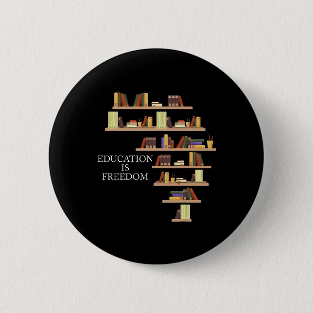 Black History Month Education Is Freedom Teacher F Button (Front)