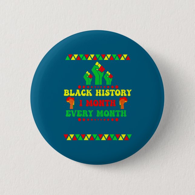 Black History Month Every Month  Button (Front)