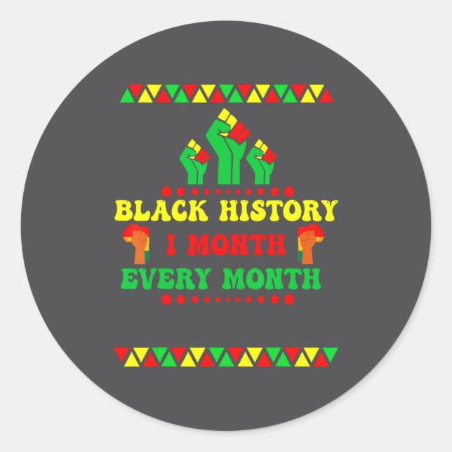 Black History Month Every Month  Classic Round Sticker (Front)