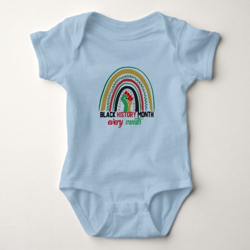 Black History Month Every Month Patriotic African  Baby Bodysuit