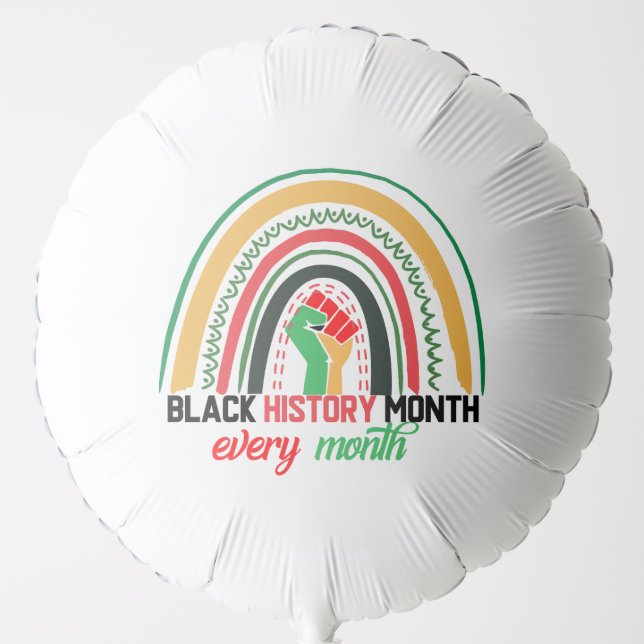 Black History Month Every Month Patriotic African  Balloon (Front)