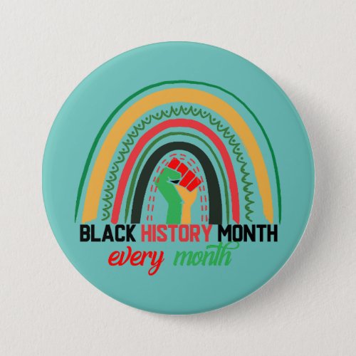 Black History Month Every Month Patriotic African  Button