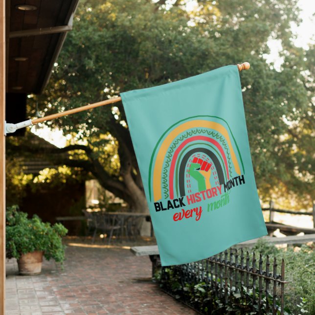 Black History Month Every Month Patriotic African  House Flag (In SItu)