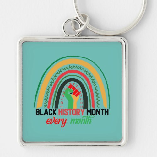 Black History Month Every Month Patriotic African  Keychain