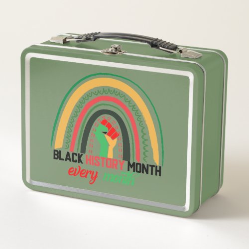 Black History Month Every Month Patriotic African  Metal Lunch Box