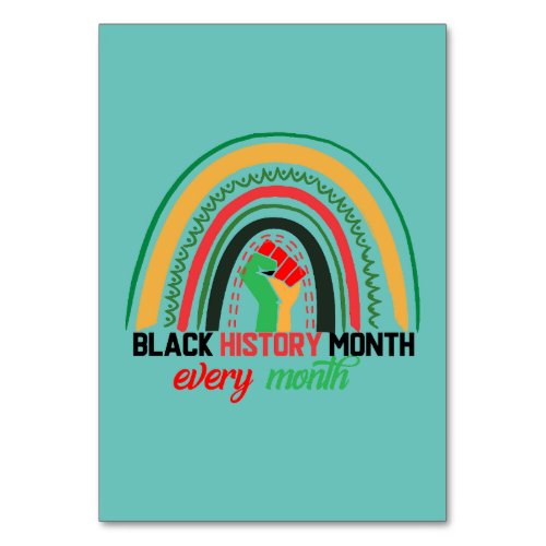 Black History Month Every Month Patriotic African  Table Number