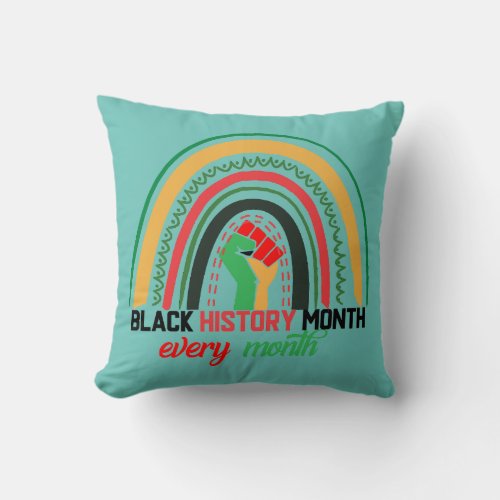 Black History Month Every Month Patriotic African  Throw Pillow