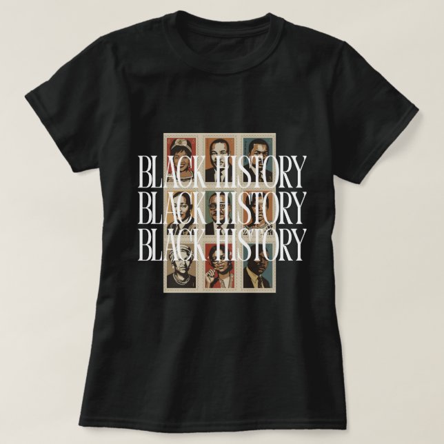 Black History Month Figures Custom Graphic Tee (Design Front)