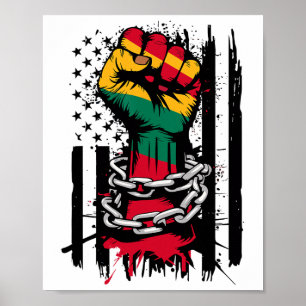 Black History Month Fist American Flag Juneteenth Poster