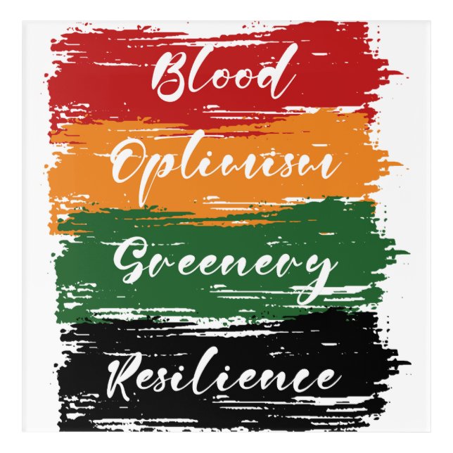 black history month flag with words acrylic print (Front)