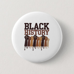 Black History Month Hands Symbol Afro Motivation  Button