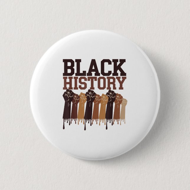 Black History Month Hands Symbol Afro Motivation  Button (Front)