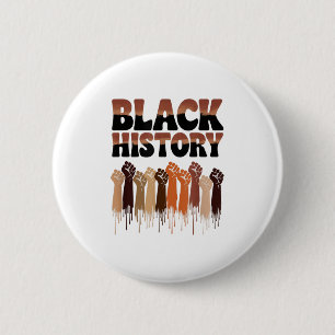 Black History Month Hands Symbol Afro Motivation  Button