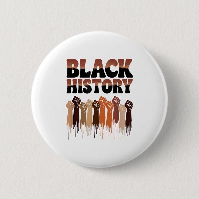 Black History Month Hands Symbol Afro Motivation  Button (Front)