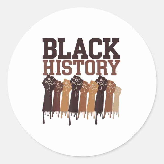 Black History Month Hands Symbol Afro Motivation  Classic Round Sticker (Front)