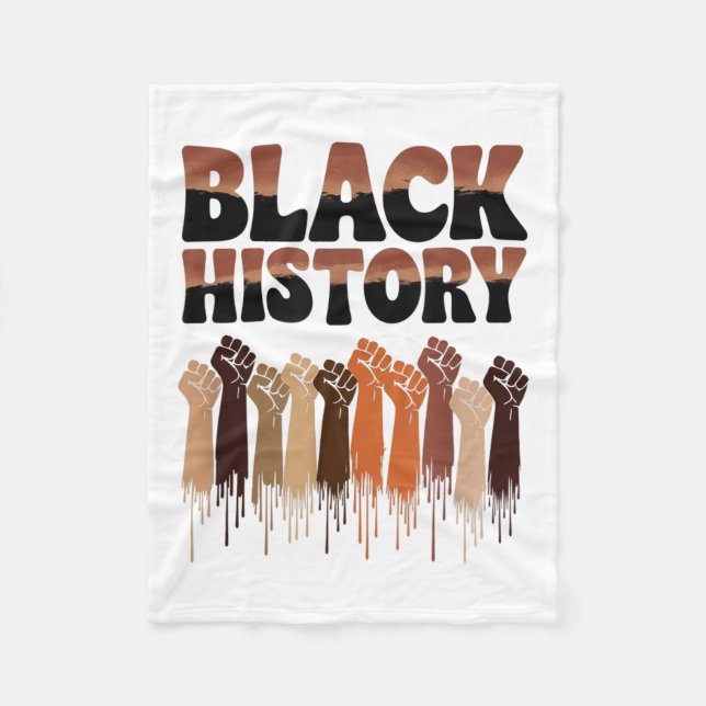 Black History Month Hands Symbol Afro Motivation  Fleece Blanket (Front)