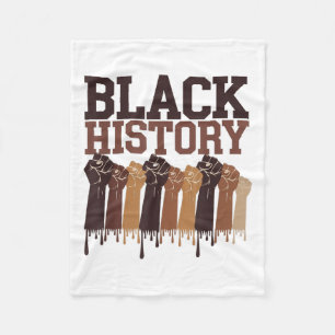 Black History Month Hands Symbol Afro Motivation  Fleece Blanket