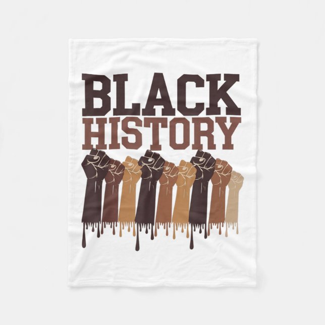 Black History Month Hands Symbol Afro Motivation  Fleece Blanket (Front)