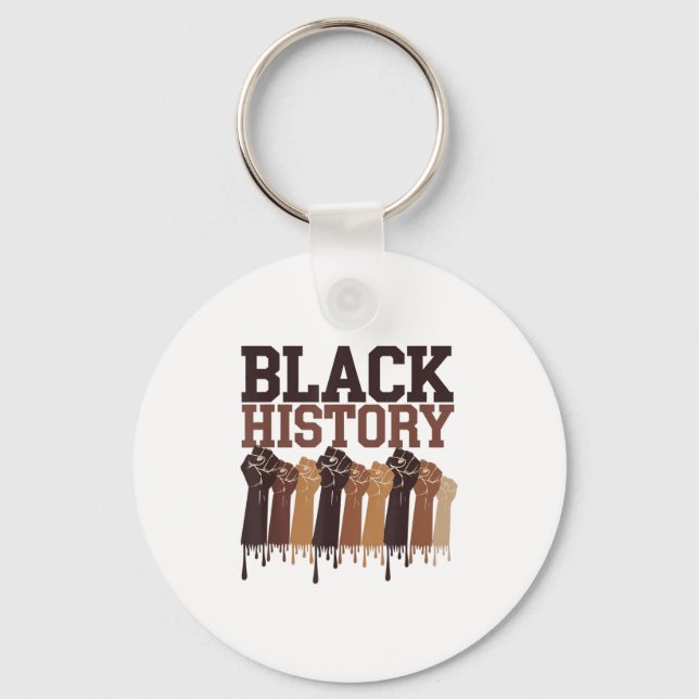 Black History Month Hands Symbol Afro Motivation  Keychain (Front)