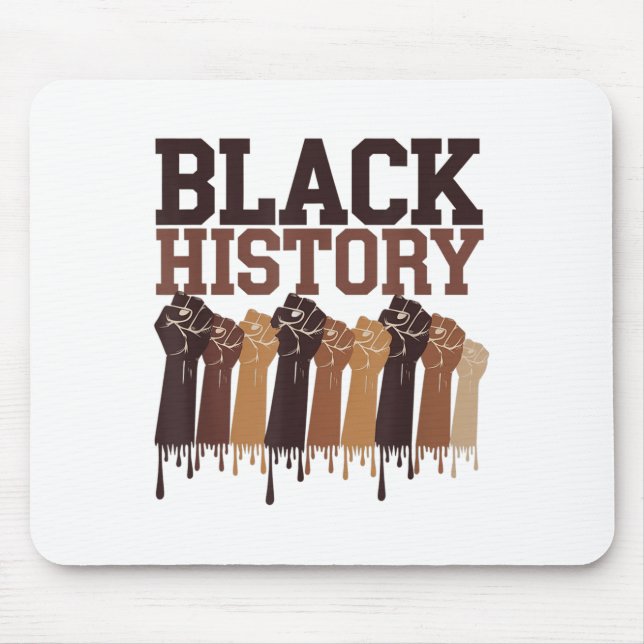 Black History Month Hands Symbol Afro Motivation  Mouse Pad (Front)