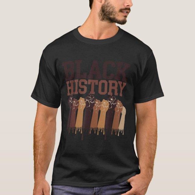 Black History Month Hands Symbol Afro Motivation  T-Shirt (Front)