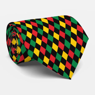 Black History Month Harlequin Diamond Pattern Neck Tie