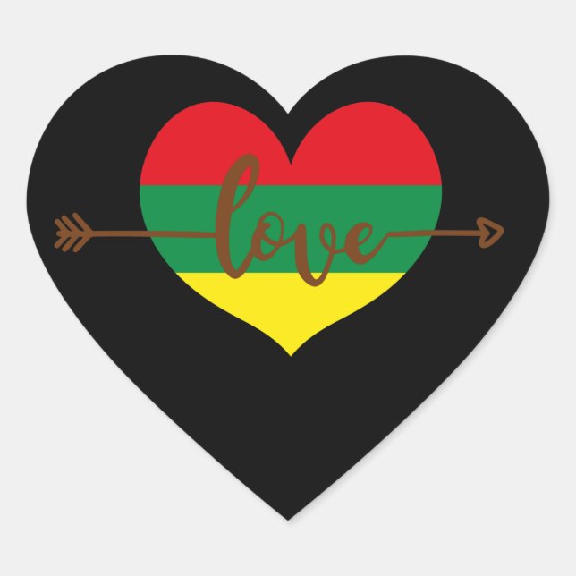 black history month heart love heart sticker (Front)