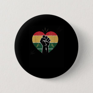 Black History Month Heart Love Valentines Day Afri Button
