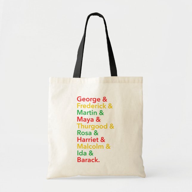 Black History Month Heroes Name Stack Tote Bag (Front)