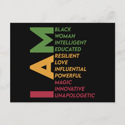 Black History Month I Am Black Woman Postcard