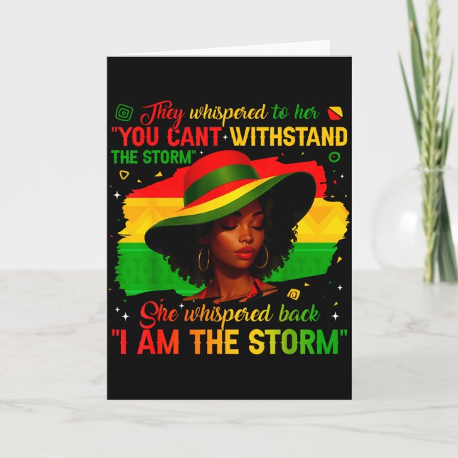 Black History Month I Am The Storm Afro African Gi Card (Front)