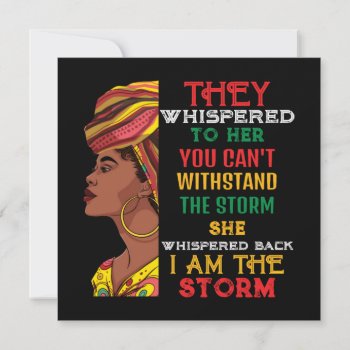 Black History Month I Am The Storm Strong African Holiday Card by HolidayBug at Zazzle