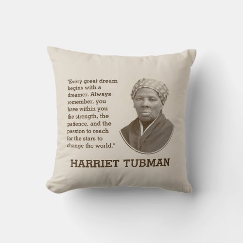 Black History Month Inspirational HARRIET TUBMAN Throw Pillow