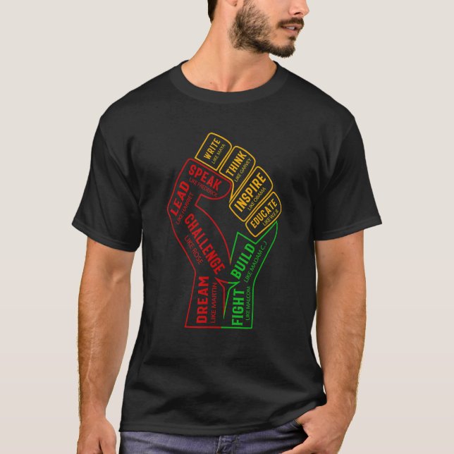 Black History Month Inspiring Black Leaders Power  T-Shirt (Front)