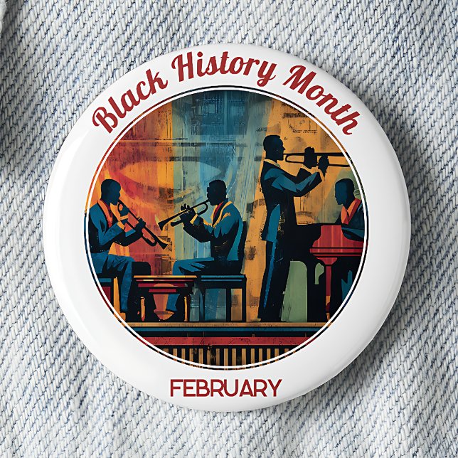 Black History Month Jazz Band Pinback Button (Creator Uploaded)